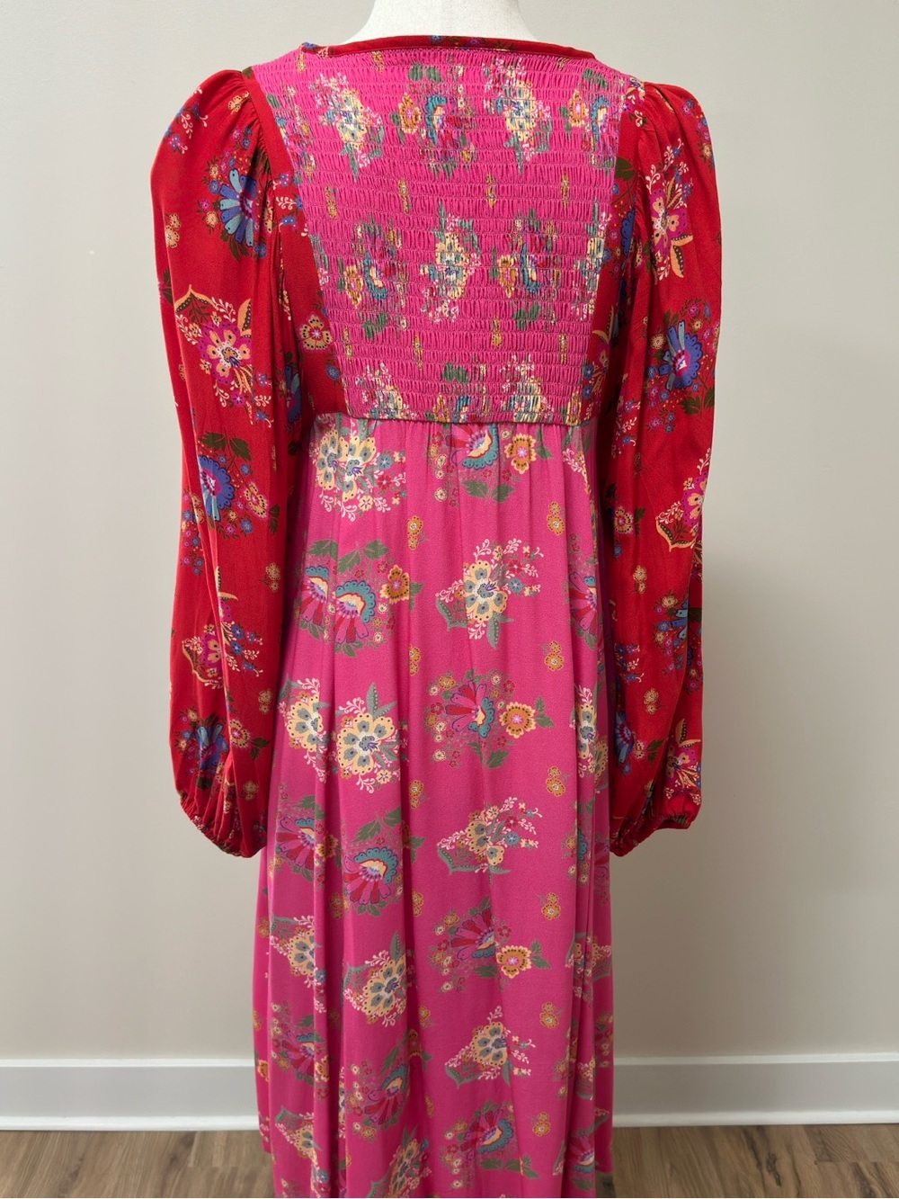 Spell Red & Pink Floral Midi Dress | Size Small - Picture 10 of 12